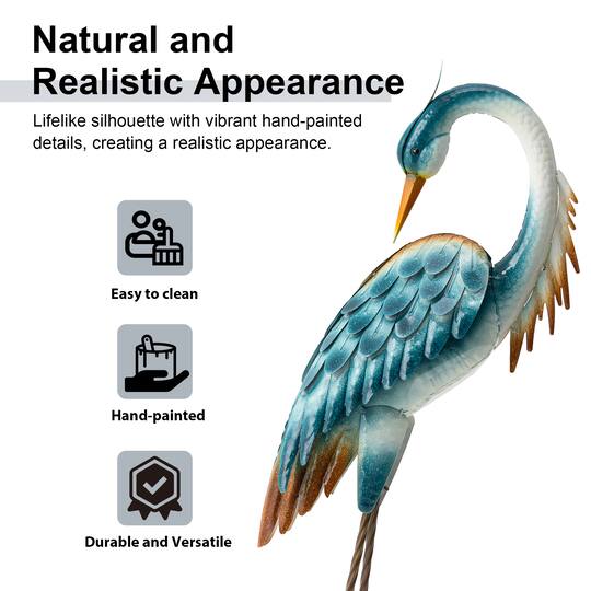 Glitzhome® 38.5" Metal Standing Crane Garden Statue with Stakes